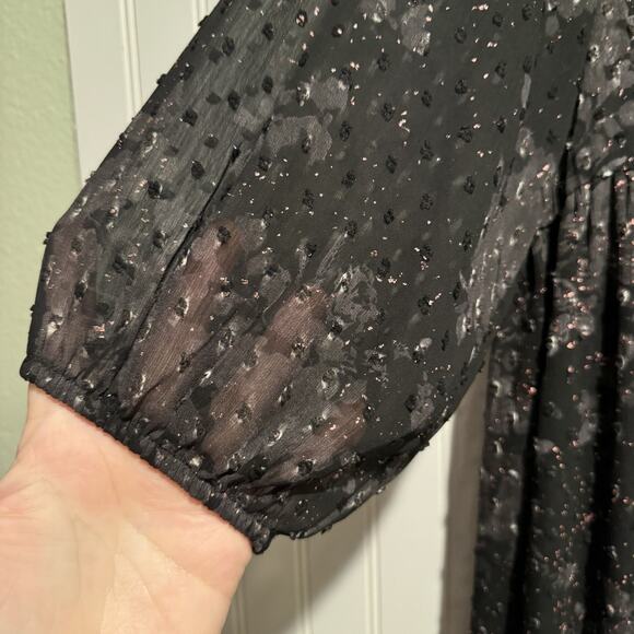 Torrid Swiss Dot Floral Midi Dress Black Gray Plus Size 1X - Picture 5 of 8